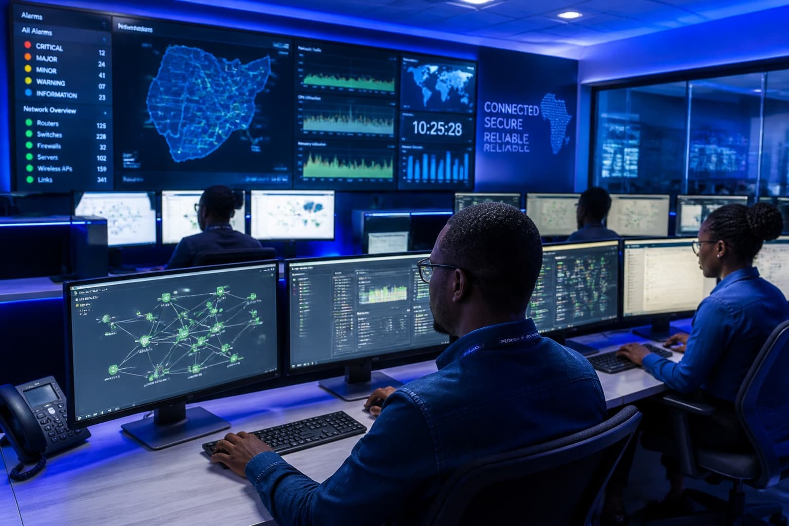 Hyperia engineers in the network operations centre